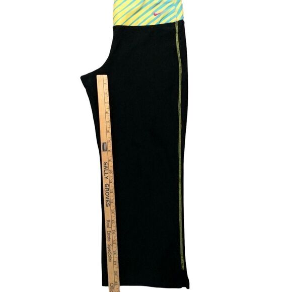 Nike Dry Fit Capri Split hem Leggings Wide Leg Black Yellow Blue Yoga size Small - Picture 8 of 13